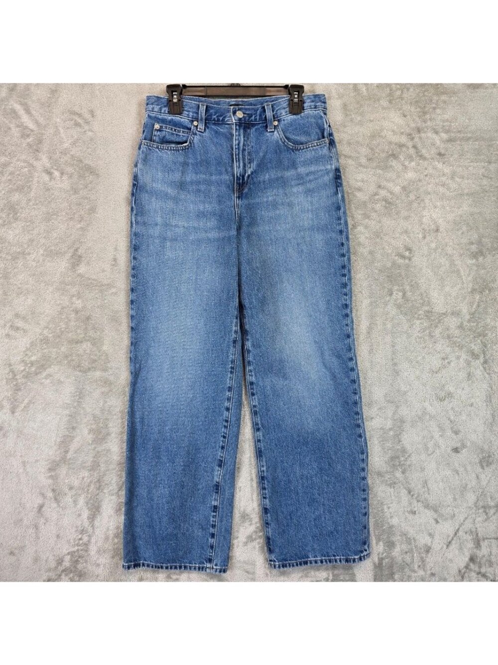 Uniqlo Wide Straight Jeans Womens 27 Blue Med Wash High Rise Kaihara Denim